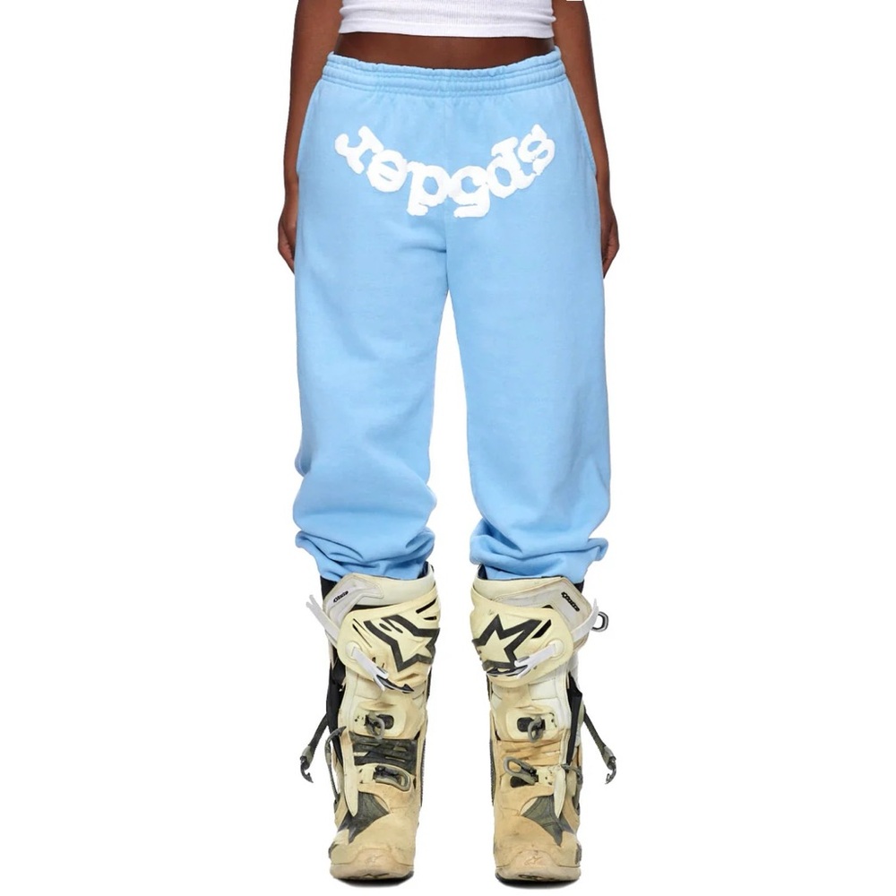 Sp5der Raw Cutoff Hem Logo Sweatpants